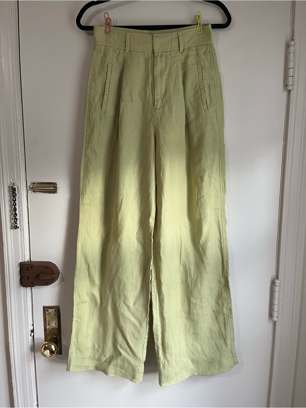 EVERLANE Green 100% Linen Trousers Way-High Drape Pant